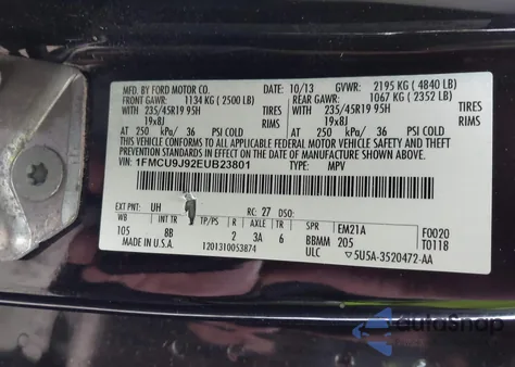 2014 Ford Escape Titanium из США, поврежденный, VIN 1FMCU9J92EUB23801